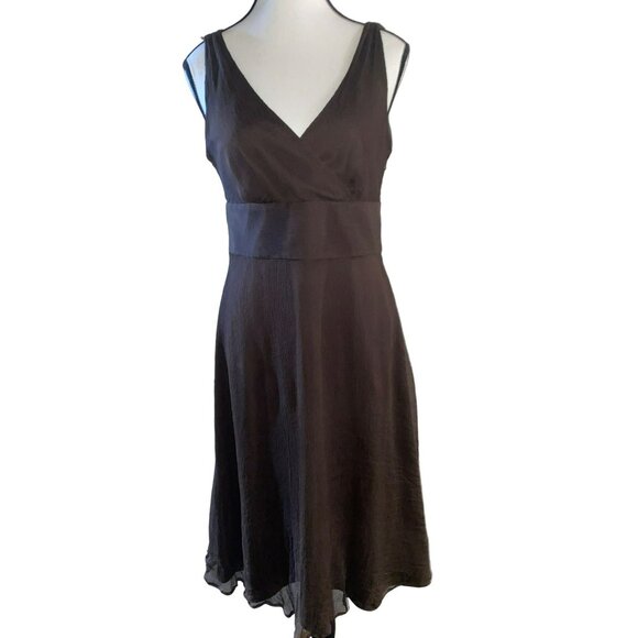 J. Crew Brown Silk V-Neck Dress Size 6 - Picture 1 of 7